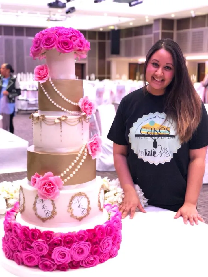 Katie Allen with one of her tiered cakes